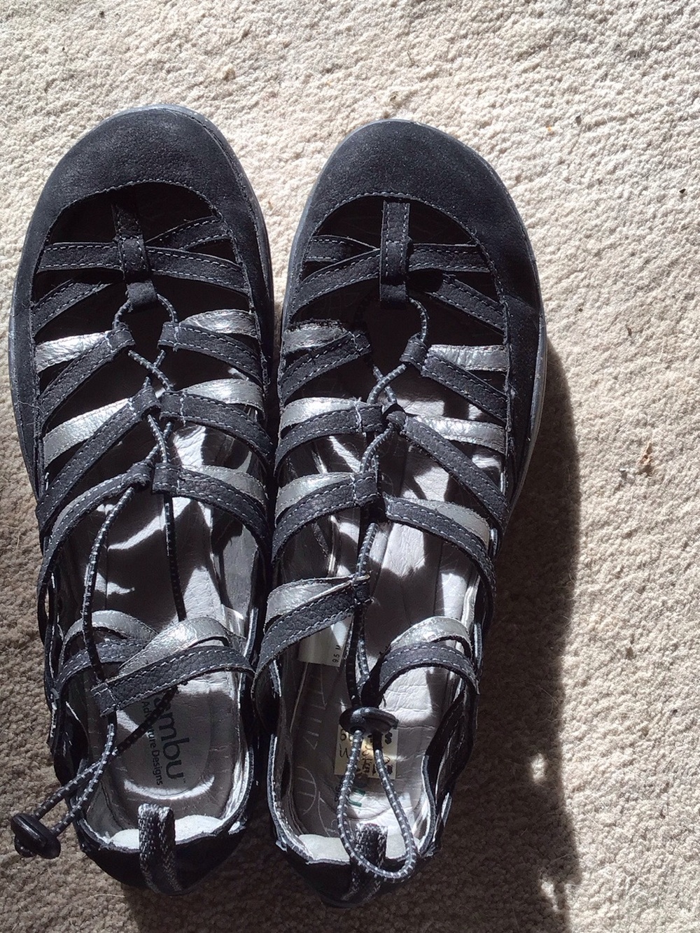 Jambu Black Strappy Sandals with Adjustable Bungee